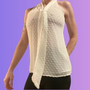 XXS Calvin Klein Women’s Sleeveless Mock Neck Tie Blouse